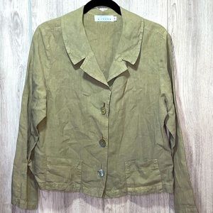 Willow Women's Khaki Linen Two Pocket Jacket Sz M